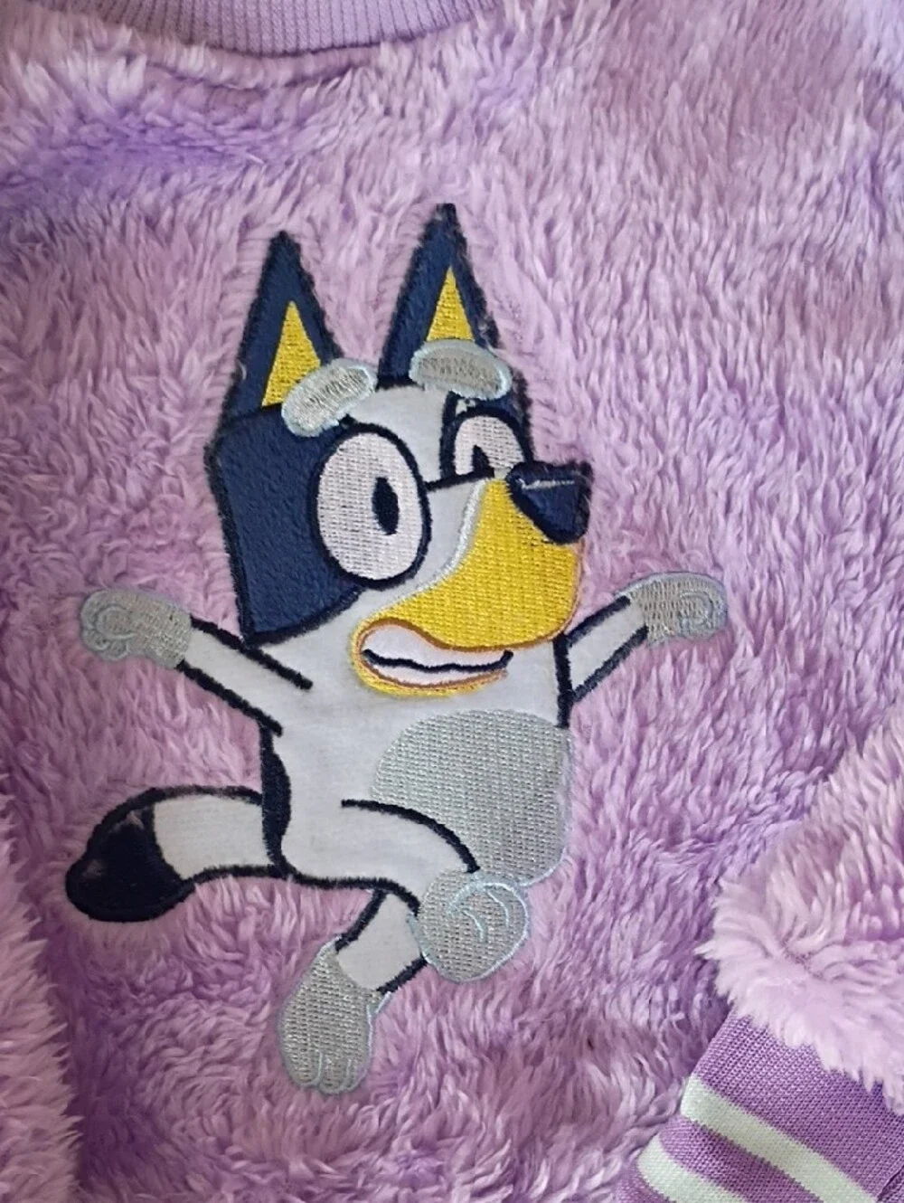 Bluey Lilac Fuzzy Sweatshirt with Cartoon Pup - Size 2T